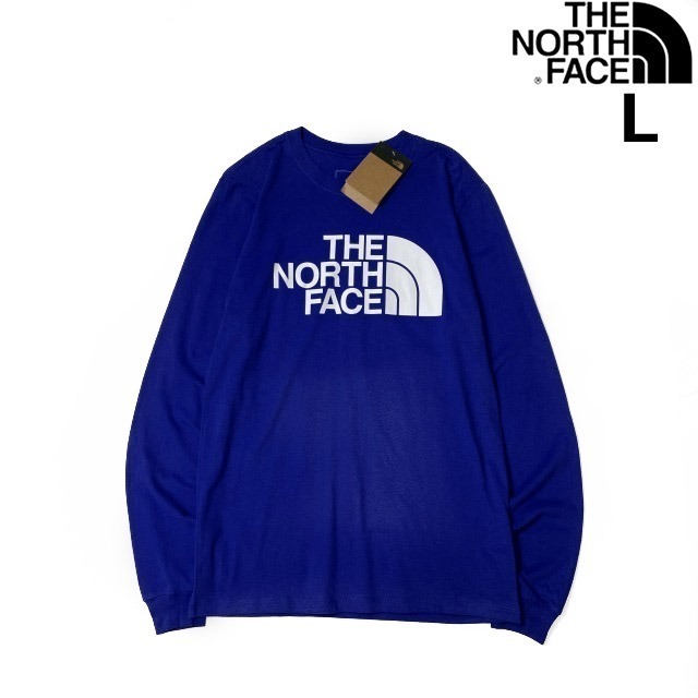 1円～!売切!【正規新品】THE NORTH FACE◆L/S HALF DOME TEE 長袖 Tシャツ ロンT US限定 男女兼用 コットン キャンプ(L)青 180902-5_画像1