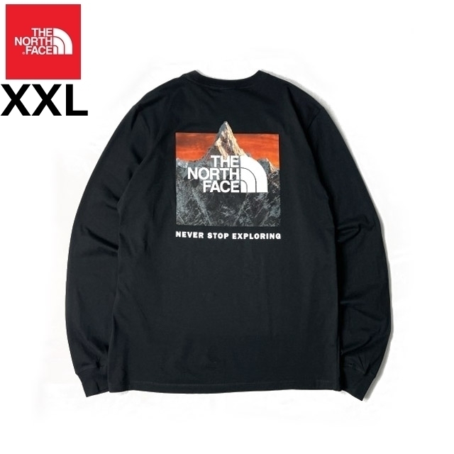 1円～!売切!【正規新品】THE NORTH FACE◆L/S BOX NSE TEE 長袖 Tシャツ ロンT US限定 ボックスロゴ バックプリント(XXL)黒 180902-20_画像2