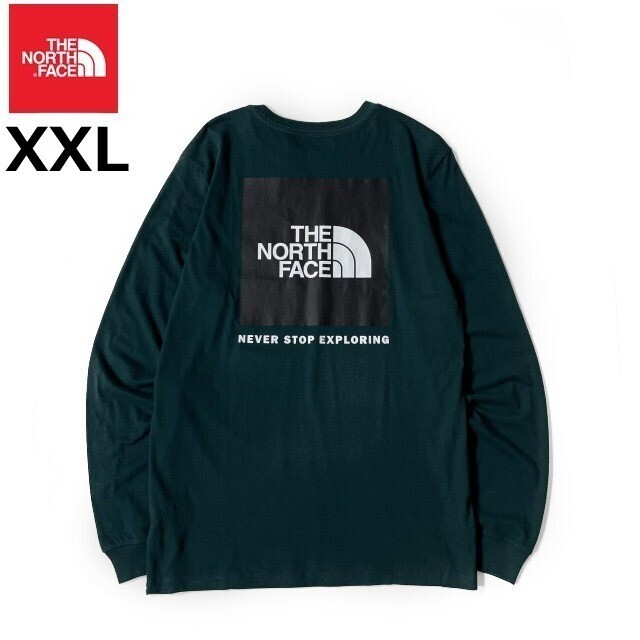 1 jpy ~! selling up![ regular new goods ]THE NORTH FACE*L/S BOX NSE TEE long sleeve T shirt long T US limitation box Logo man and woman use camp (XXL) green ② 180902-5