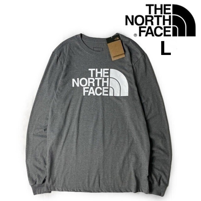 1円～!売切!【正規新品】THE NORTH FACE◆L/S HALF DOME TEE 長袖 Tシャツ ロンT US限定 ハーフドームロゴ 男女兼用(L)グレー 180902-18_画像1