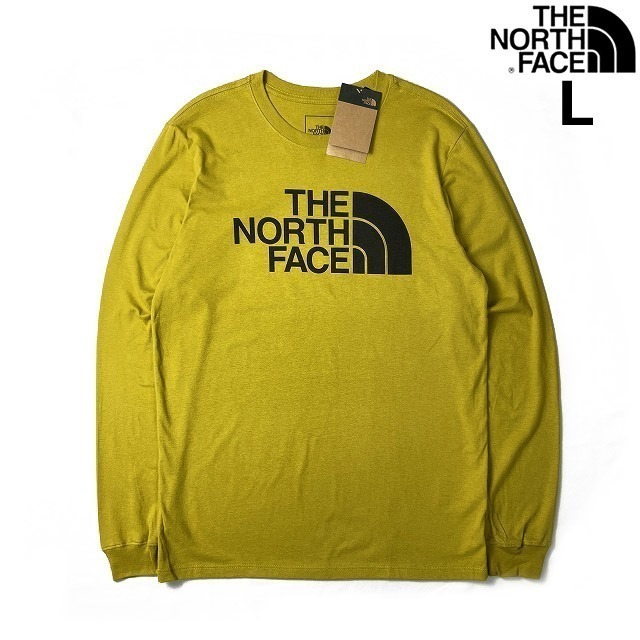 1円～!売切!【正規新品】THE NORTH FACE◆L/S HALF DOME TEE 長袖 Tシャツ ロンT US限定 ハーフドームロゴ 男女兼用(L)黄 180902-18_画像1