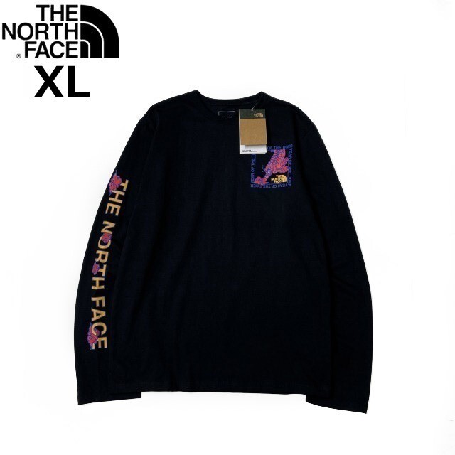 1円～!売切!【正規新品】THE NORTH FACE◆L/S CNY RECYCLED TEE 長袖 Tシャツ ロンT US限定 ボックスロゴ トラ 上質 袖ロゴ(XL)黒180902-20_画像3