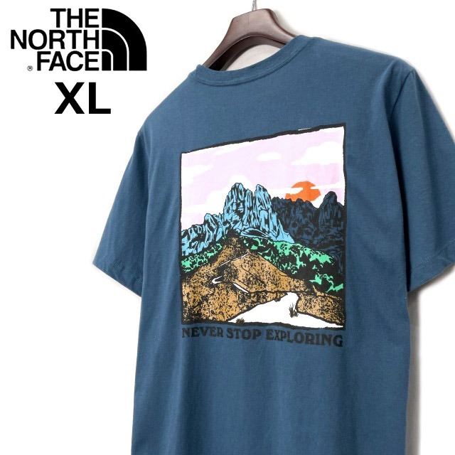 1円～!売切!【正規新品】THE NORTH FACE◆S/S GRAPHIC INJECTION TEE 半袖 Tシャツ US限定 グラフィック アウトドア(XXL)青 180902-5_画像2