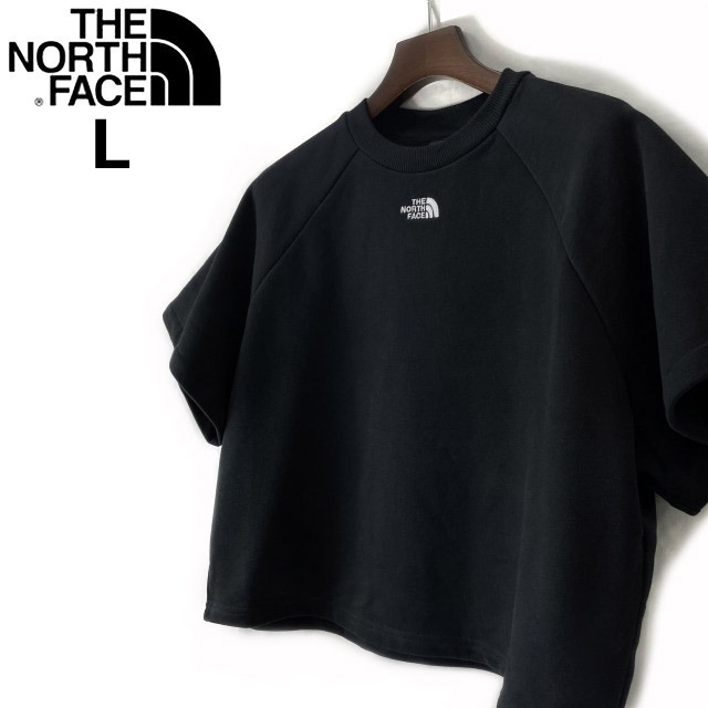 1円～!売切!【正規新品】THE NORTH FACE W S/S FELTED FLEECE CREW スウェット US限定 ロゴ刺繍 上質 キャンプ ショート丈(L)黒 181130-10_画像2