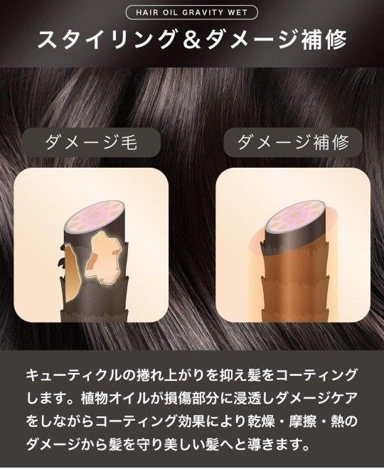 NILE スタイリングオイル ヘアオイル 濡れ髪ウェット グラビティウェット（アップルフラワーの香り）