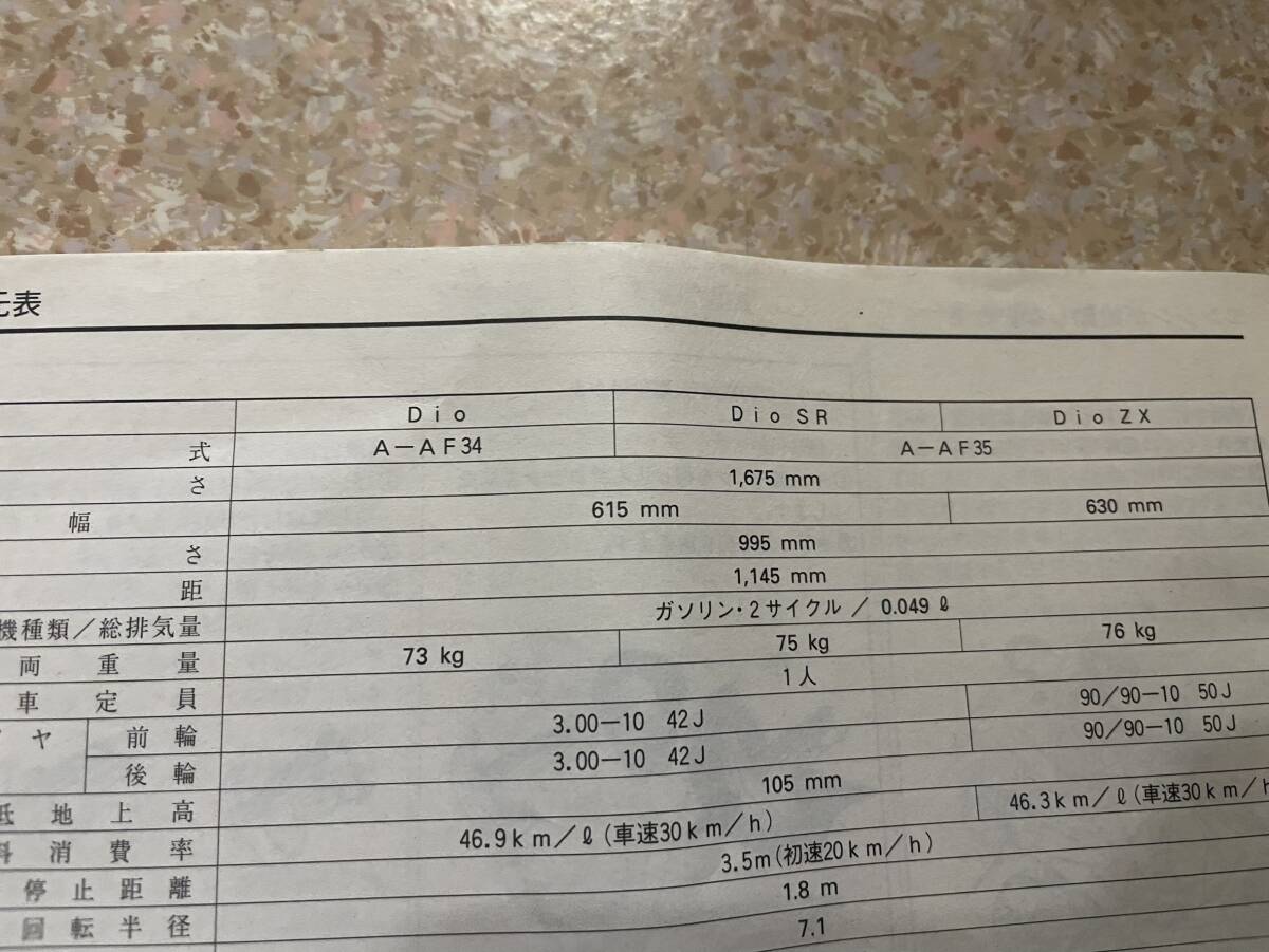 送料安 Dio SR ZX AF34 35 ディオ 取扱説明書_画像2