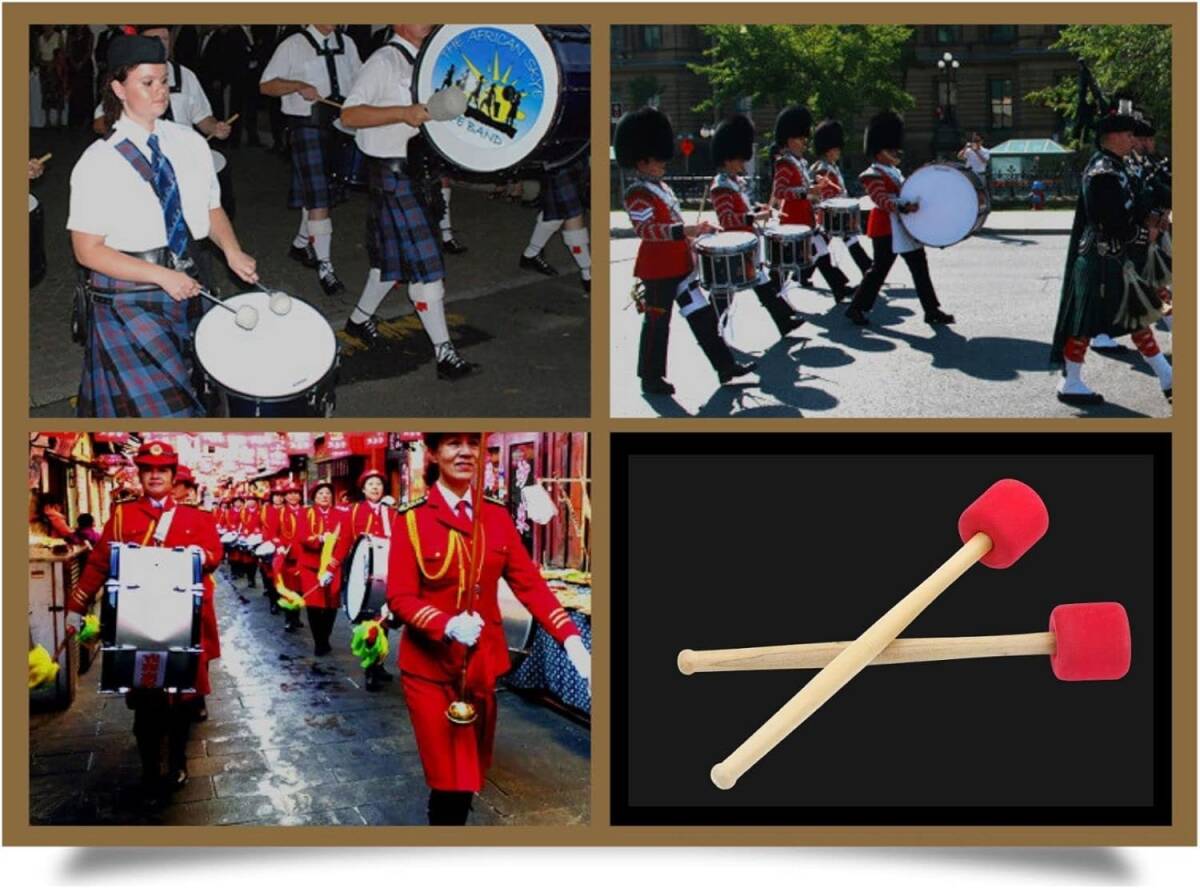  bass drum mallet 2 pcs set drum stick mallet brass band gong EVA marching gong timpani large futoshi hand drum ( red )