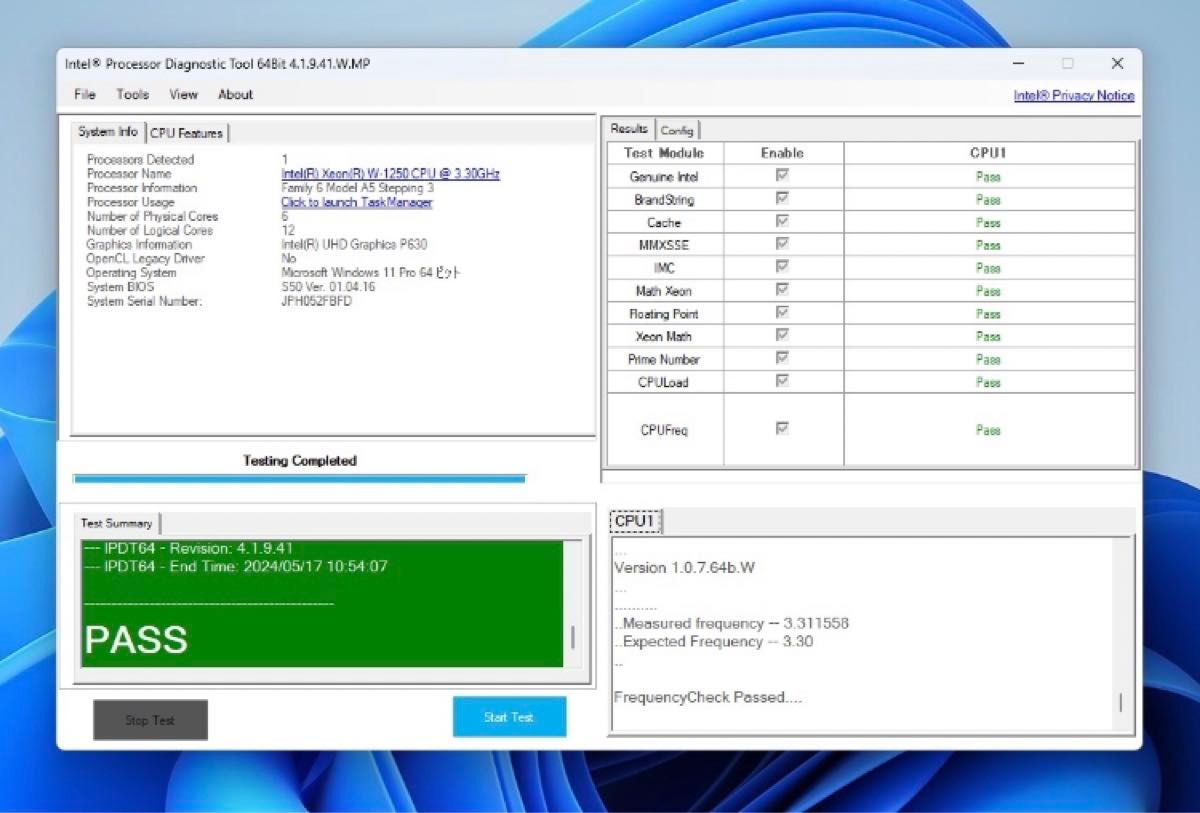 高性能CPU 動作確認済み Intel Xeon W-1250 6コア・12スレッド 高性能CPU 動作確認済み Intel Xeon W-1250 6コア・12スレッド