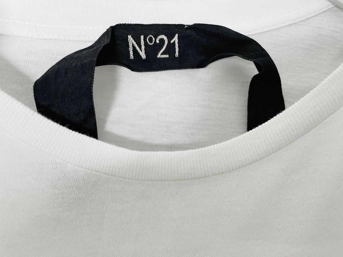 N°21  ヌメロヴェントゥーノ　半袖　バイカラー　ロゴプリント　Tシャツ　Lサイズ 男女兼用