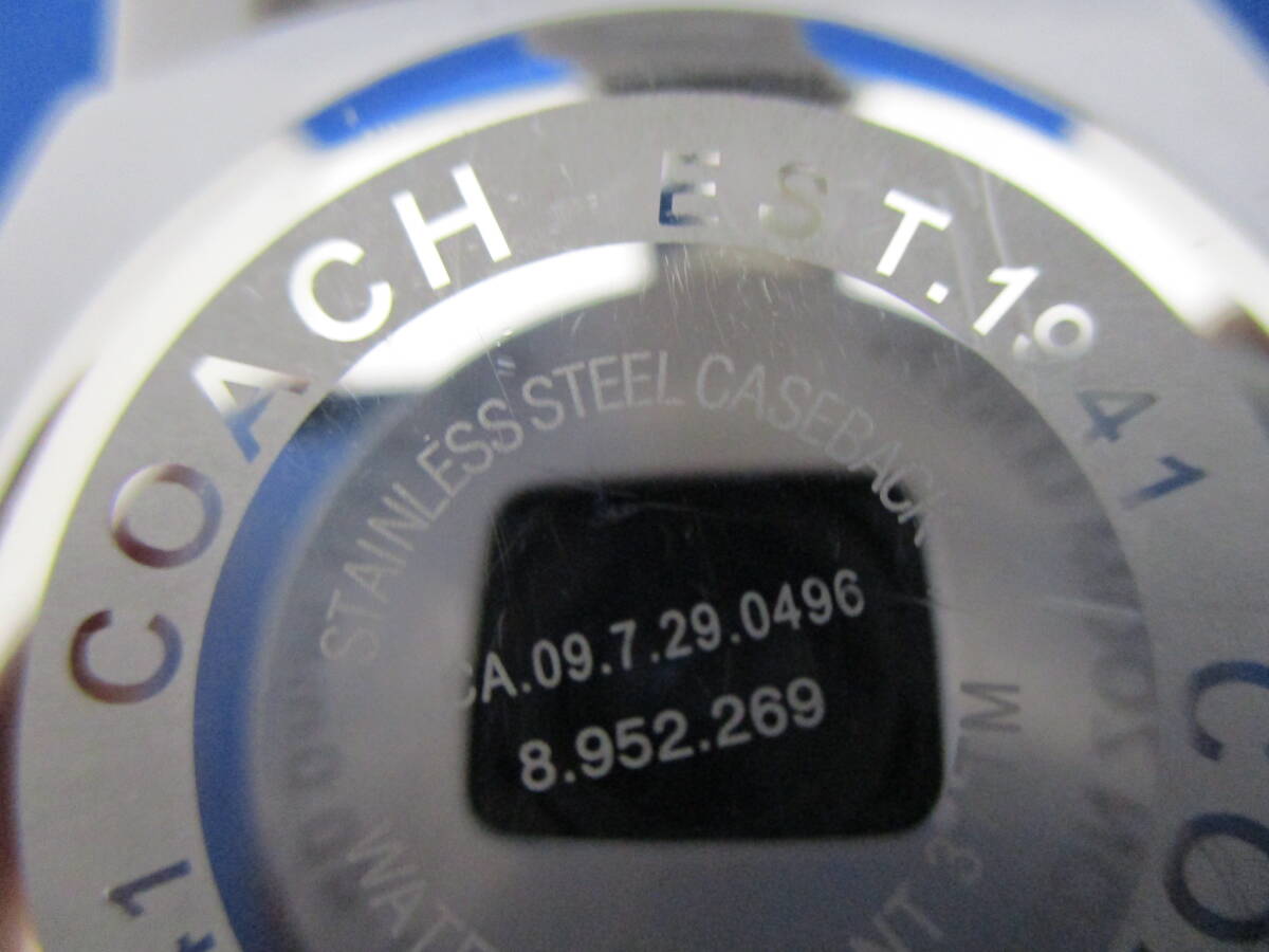 稼働品 COACH コーチ 腕時計 クオーツ 白 ホワイト CA.09.7.29.0496 箱付 【3876】 の画像7