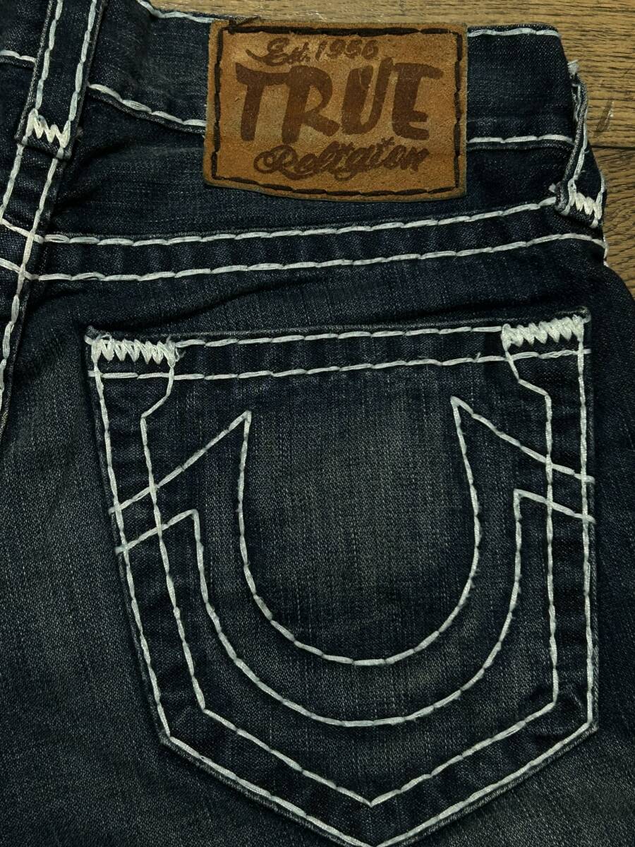 ※TRUE RELIGION トゥルーレリジョン BOBBY SUPERT デニムパンツ 濃いめインディゴ 未裾直 米国製 28 　　　　 BJBD.E_画像5