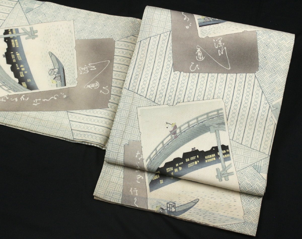 * лето предмет *. тканый двусторонний все через maru obi retro [ картина в жанре укиё способ фотография Edo. пейзаж ] длина :400cm e-577