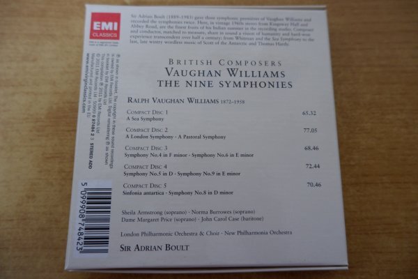 み7-070＜CD/5枚組＞Vaughan Williams: The Nine Symphonies - ボールト/ ロンドン・フィルハーモニー管弦楽団/ニュー・フィルハーモニア管_画像2