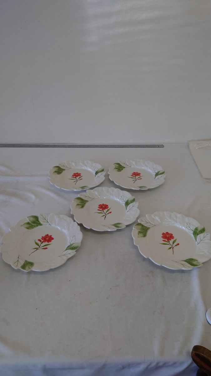 h05011 ESTE CE イタリア製? 丸 皿 まとめて5枚セット 花柄 おしゃれ かわいい 洋食器