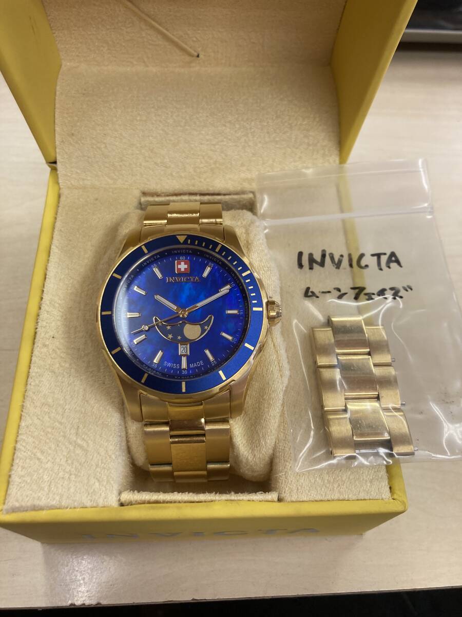 INVICTA　ムーンフェイズ　クォーツ　デイト　ブルーシェル調ダイヤル　未使用　美品_画像3