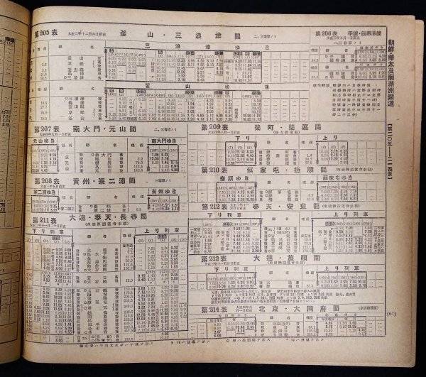 S513 戦前 大正5年 鉄道資料【列車時刻表 1916年3月・鐡道院運輸局／支那鐡道 朝鮮 臺灣 南満州鉄道 樺太・国鉄 路線 停車場 航路／66頁】_画像5