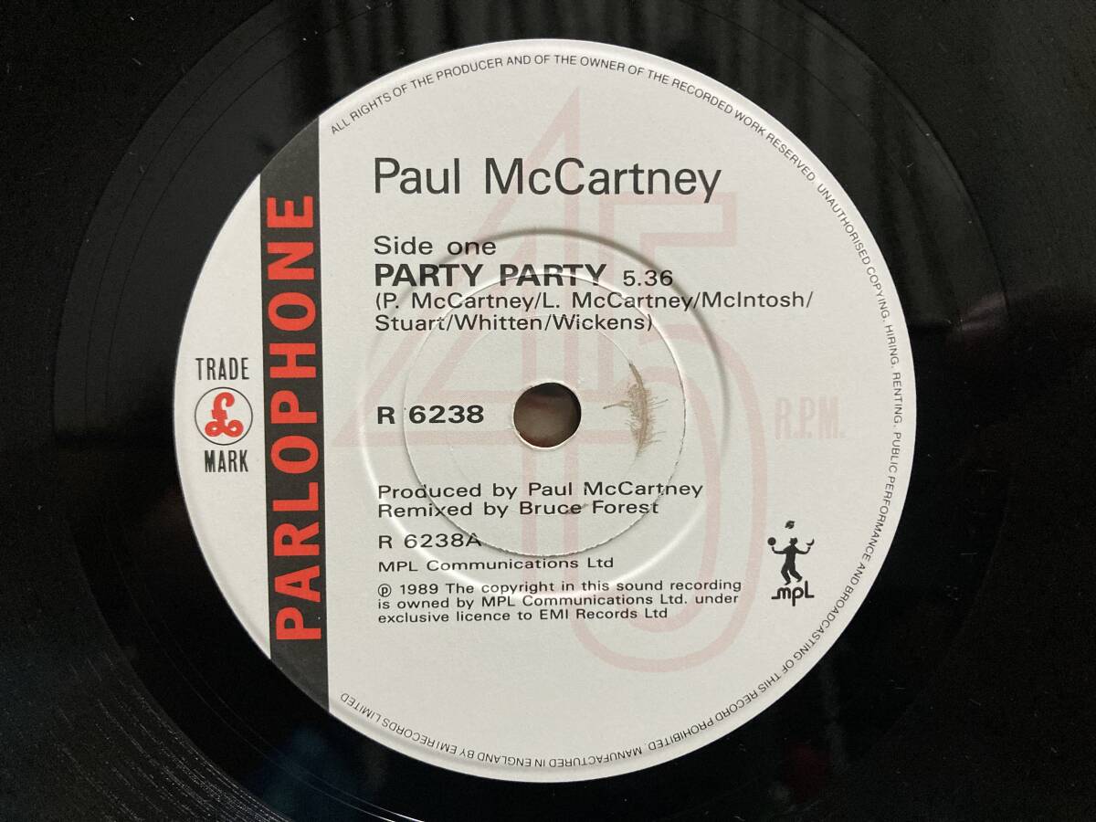 【LP】PAUL McCARTNEY ☆ Flowers In The Dirt 89年 UK Parlophone アナログ 80年代 名盤 Elvis Costello 7インチ ポストカード付き 良品の画像6