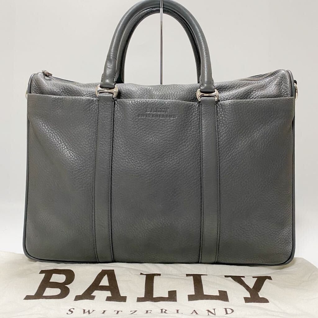 [ новое время модель ]A4 место хранения /BALLY Bally мужской 2way большая сумка портфель портфель сумка на плечо кожа морщина кожа серый 1 иен 