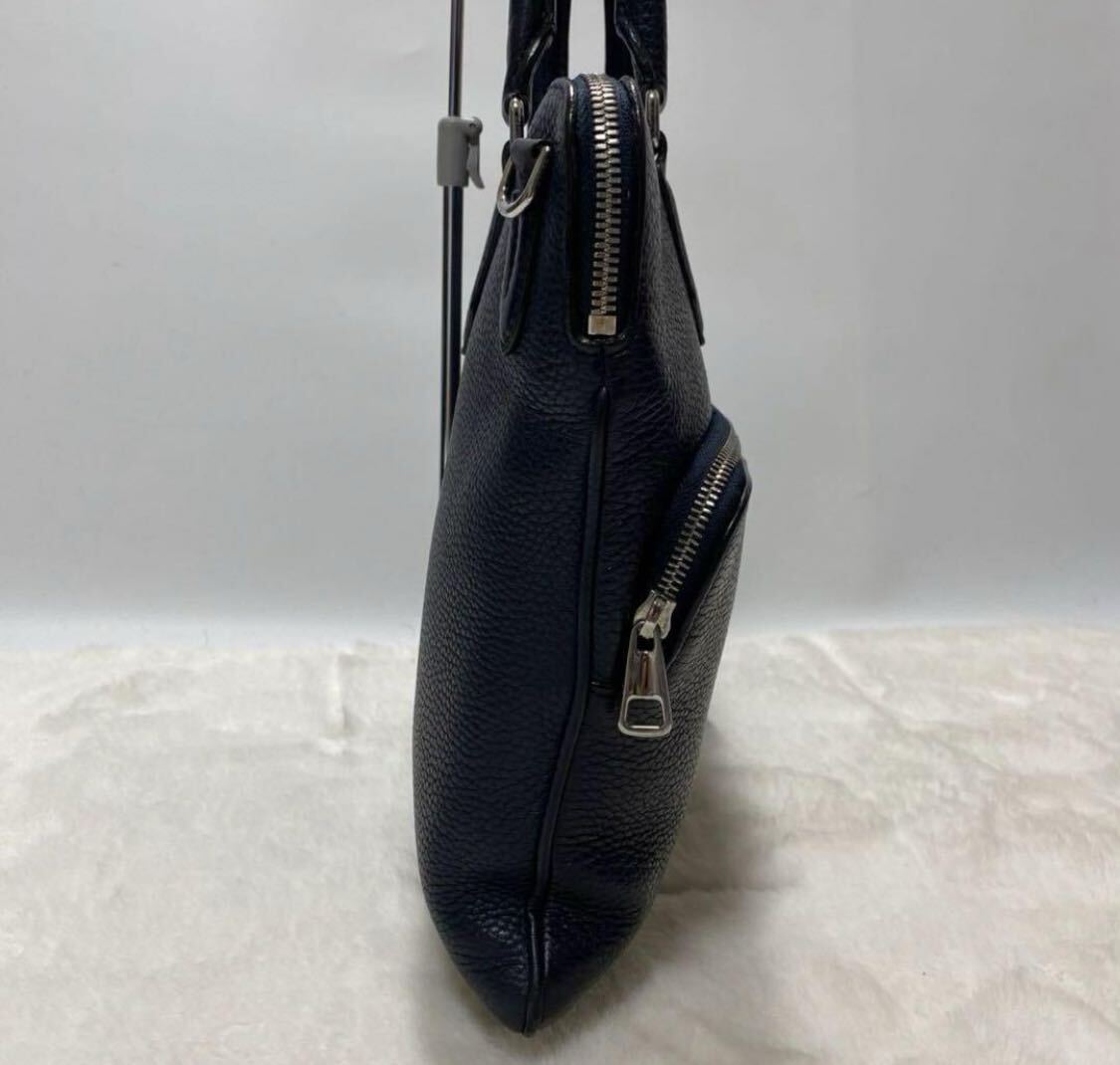  превосходный товар /A4 место хранения возможно / новое время модель /BALLY Bally мужской портфель большая сумка портфель все кожа морщина кожа темно-синий темно-синий цвет ходить на работу 
