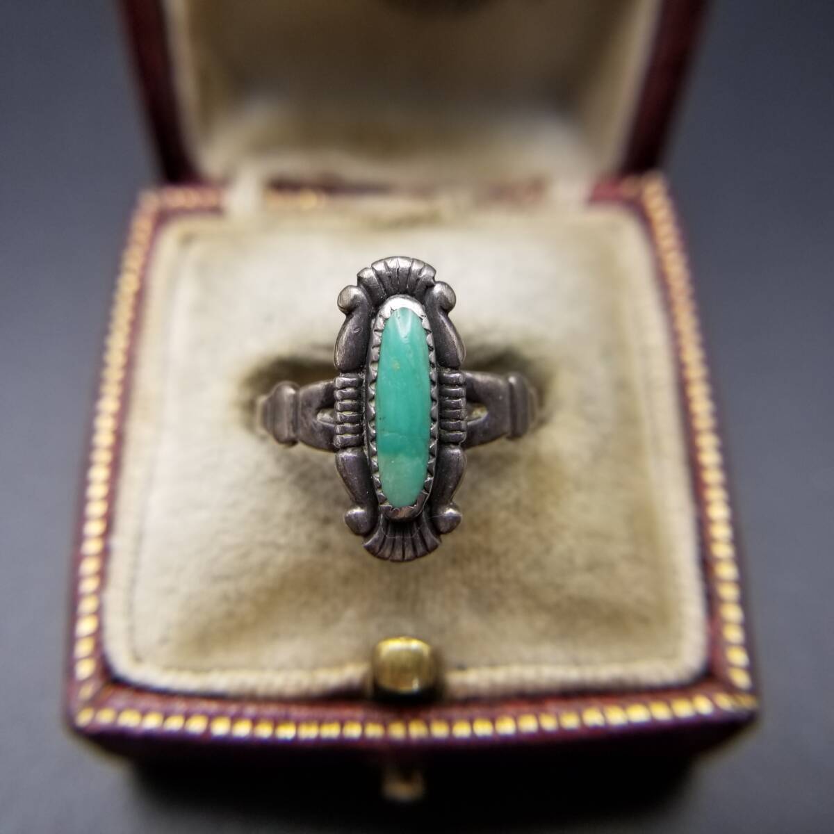50s 60s BELL TRADING POST flower motif turquoise sterling Vintage silver ring ring jewelry import R13-P