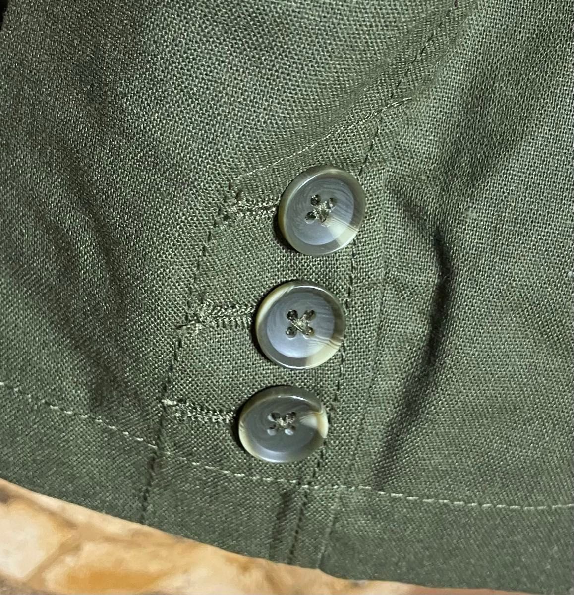 新品 JILL BLAZE 7分袖 麻混 ジャケット Lサイズ カーキ・グリーン系 メンズ  サマージャケット ジルブレイズ