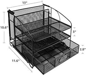 Amazonベーシック ファイルホルダー 3トレイ/スライド式 引き出し 吊り下げ式 机収納 ブラッ_画像5