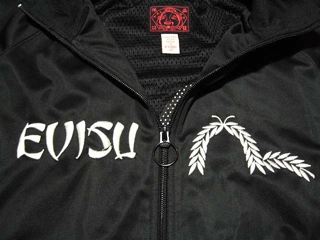 EVISU black 44 black duck me embroidery entering jersey jersey e screw Evisu 