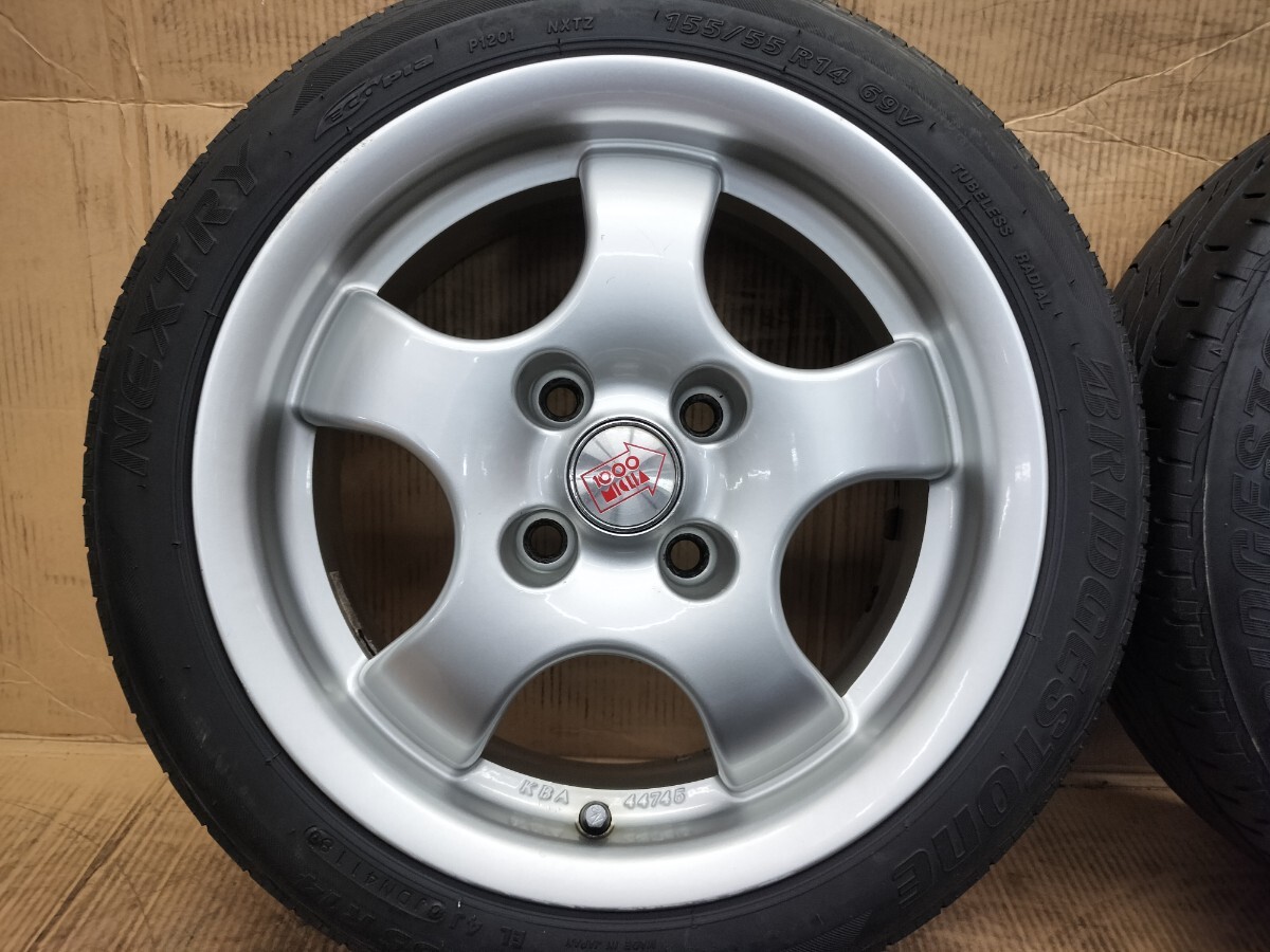 MILLE MIGLIA CUP1 1000 14インチ 6J PCD100 +38 4H BSタイヤ【155/55R14】★ミッレミリア 14×6J 4穴 引っ張り 深リム カップホイール_画像2