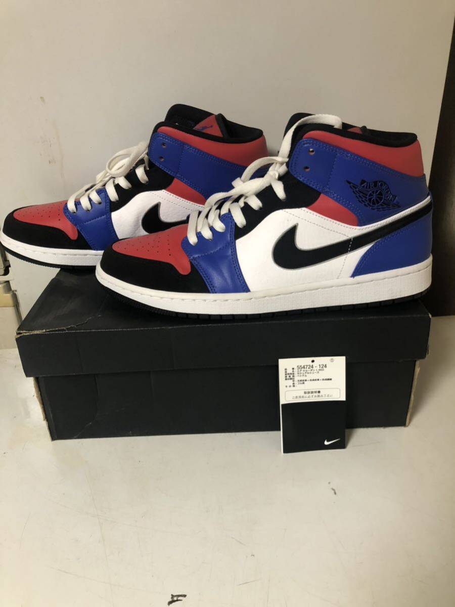 1000円スタート　ナイキ エアジョーダン1 ミッド トップ3 マルチカラー　AIR JORDAN 1 MID TOP3 551724/124 29cm 美品_画像1