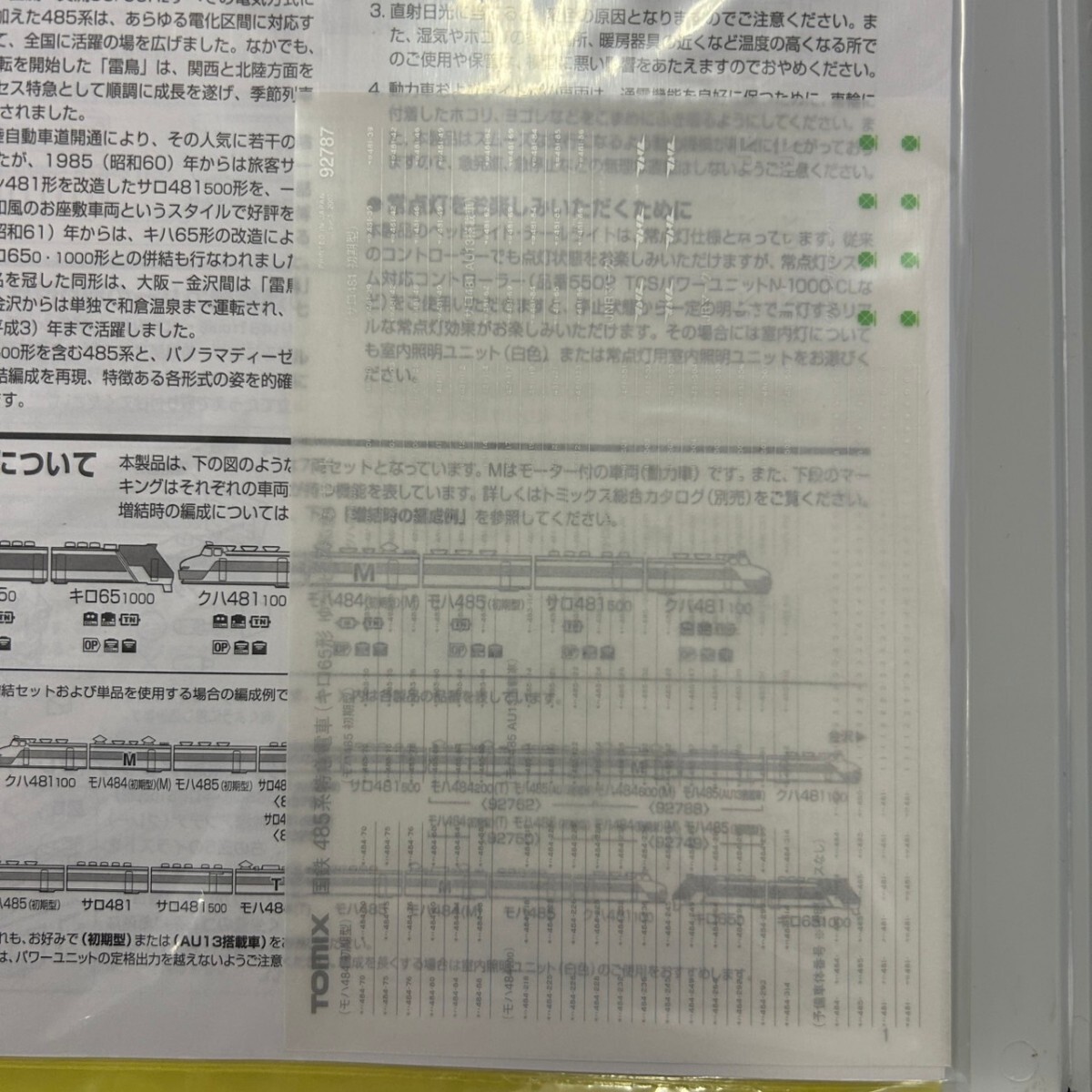 TOMIX トミックス 92787 N-GAUGE Nゲージ 国鉄 485系 特急電車 キロ65形 ゆぅトピア和倉 セット_画像4