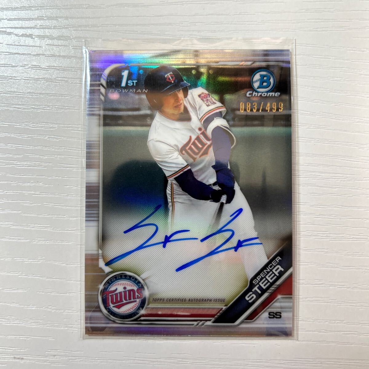 2019 Bowman Draft Spencer Steer refractor auto 499枚限定_画像1