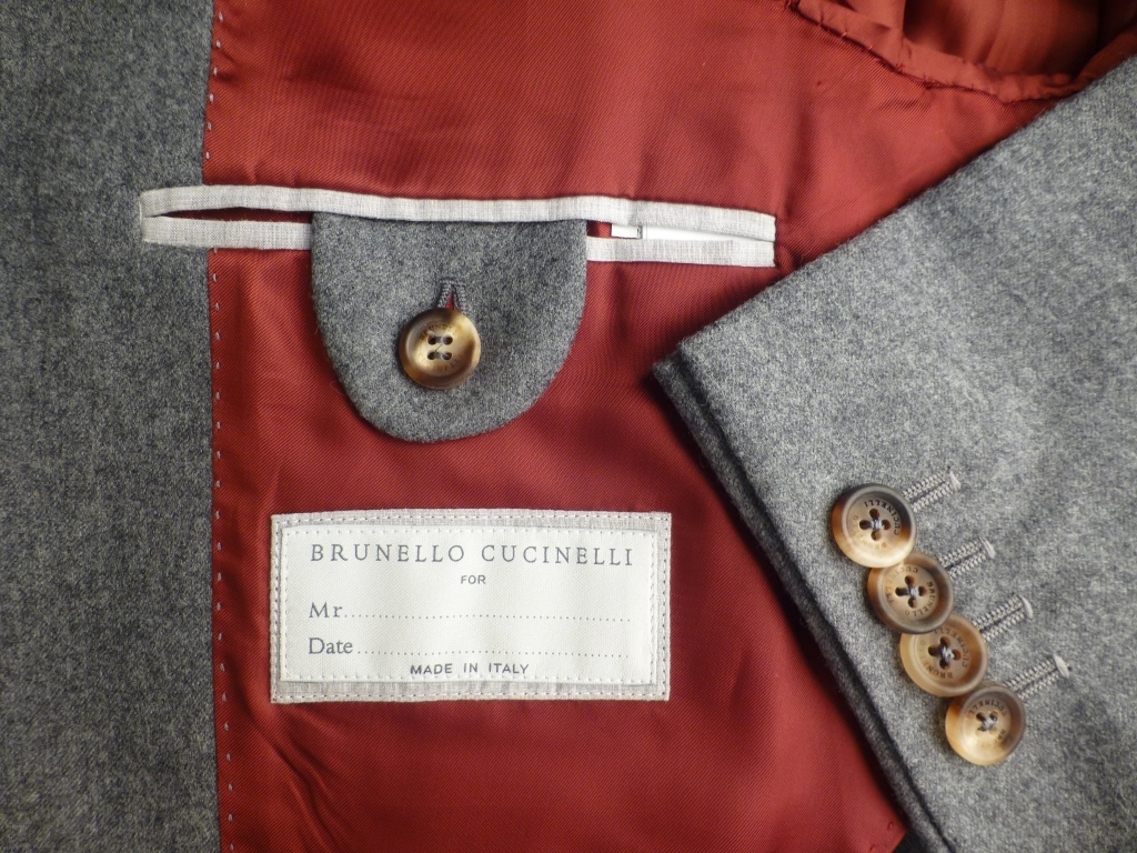 ◆BRUNELLO CUCINELLI ジャケット 50 美品 グレー 本切羽 イタリア 秋冬 ブルネロ クチネリ_画像1