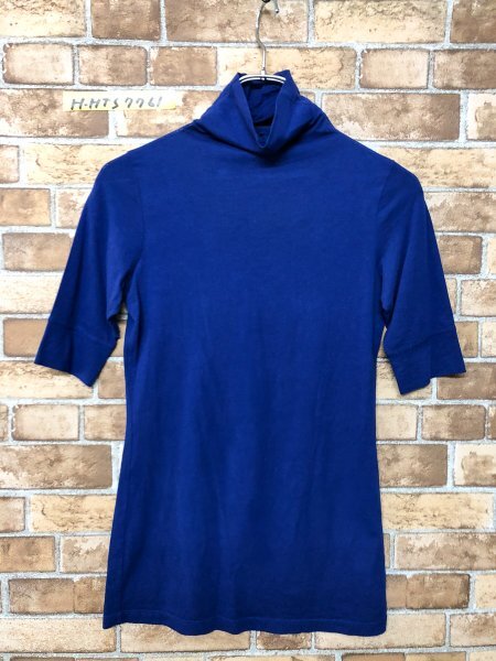 VINCE lady's stretch * high‐necked . minute sleeve cut and sewn small size XSpe Roo made blue cotton other have been cleaned 