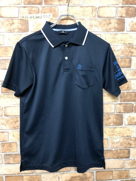 Munsingwear Munsingwear wear men's one Point embroidery dry Golf polo-shirt with short sleeves M navy polyester 