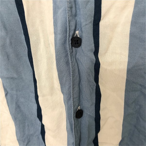 Hollister ホリスター メンズ ワイドストライプ オープンカラーシャツ M 紺水色白_画像3
