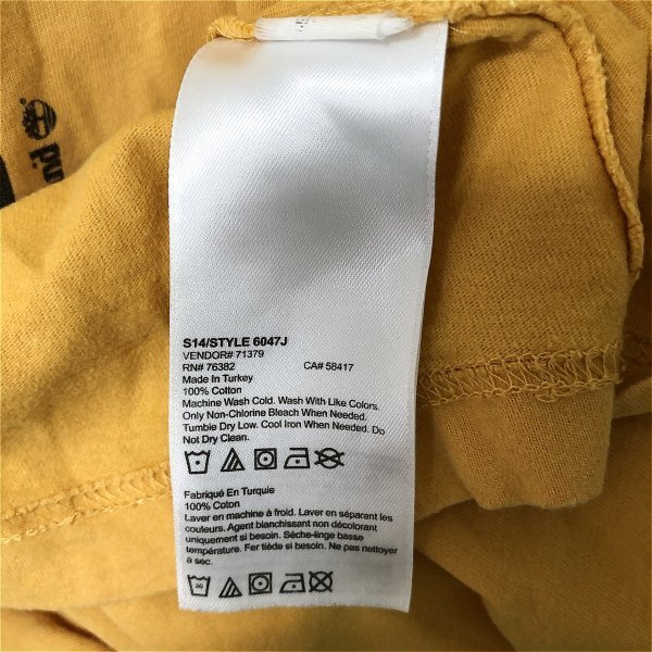 Timberland ティンバーランド メンズ オーガニックコットン レギュラーフィット プリント 半袖Tシャツ L/G 山吹色_画像3