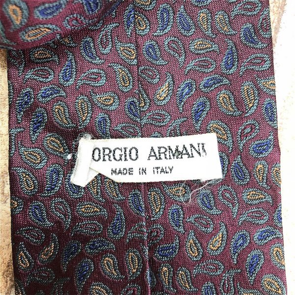 Giorgio Armani ジョルジオ アルマーニ メンズ イタリア製 ペイズリー柄 シルク ネクタイ 小豆紺他_画像2