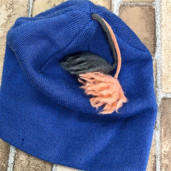 DESCENTE デサント キッズ 日本製 タッセル付き ウール ニットキャップ 帽子 青_画像4