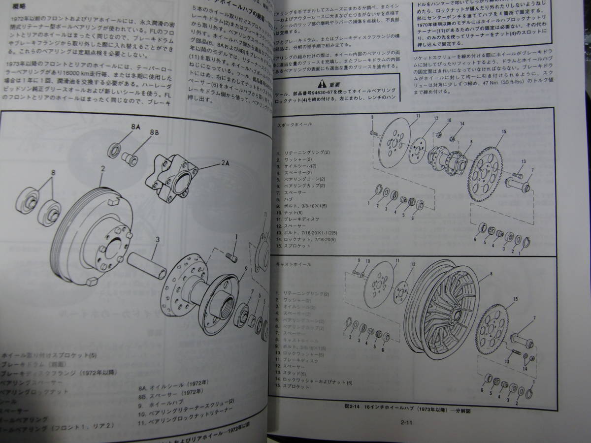 ハーレーダビッドソン純正.日本語サービスマニュアル1970-1978 ショベルモデル（在庫あり（カチナパーツの画像5