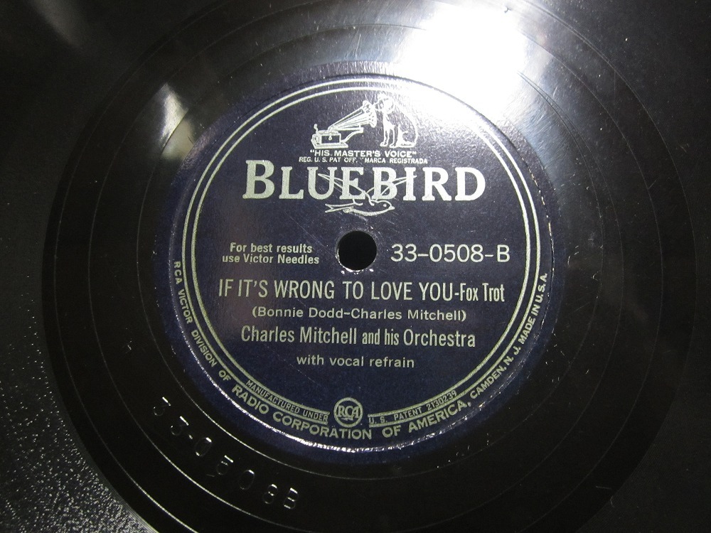 ★☆SP盤レコード MEAN MAMA BLUES / IF IT'S WRONG TO LOVE YOU : CHARLES MITCHELL 蓄音機用 中古品☆★[5999] _画像5