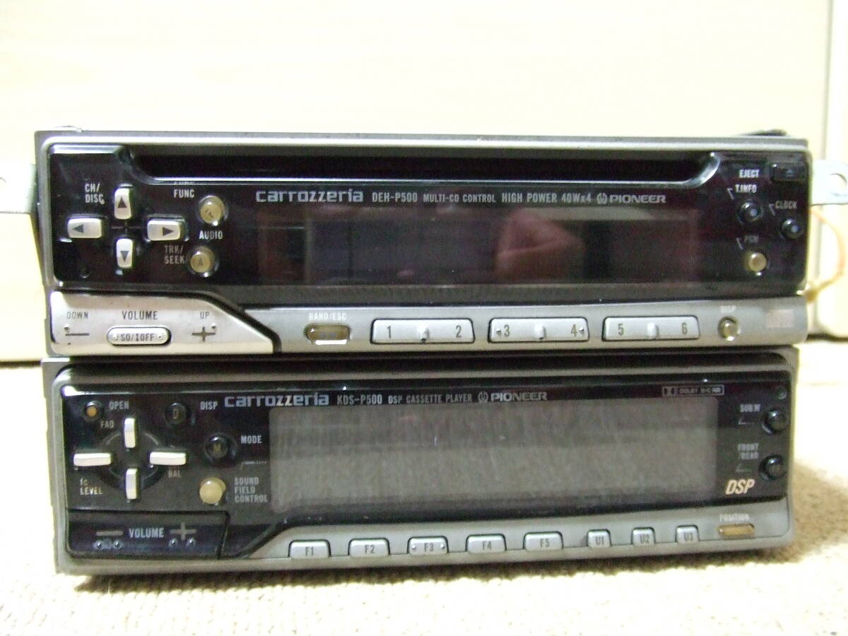 i651 希少！ Pioneer パイオニア カロッツェリア carrozzeria CD カセットデッキ DEH-P500 KDS-P500 カーステレオ　中古　未確認　現状品_画像1