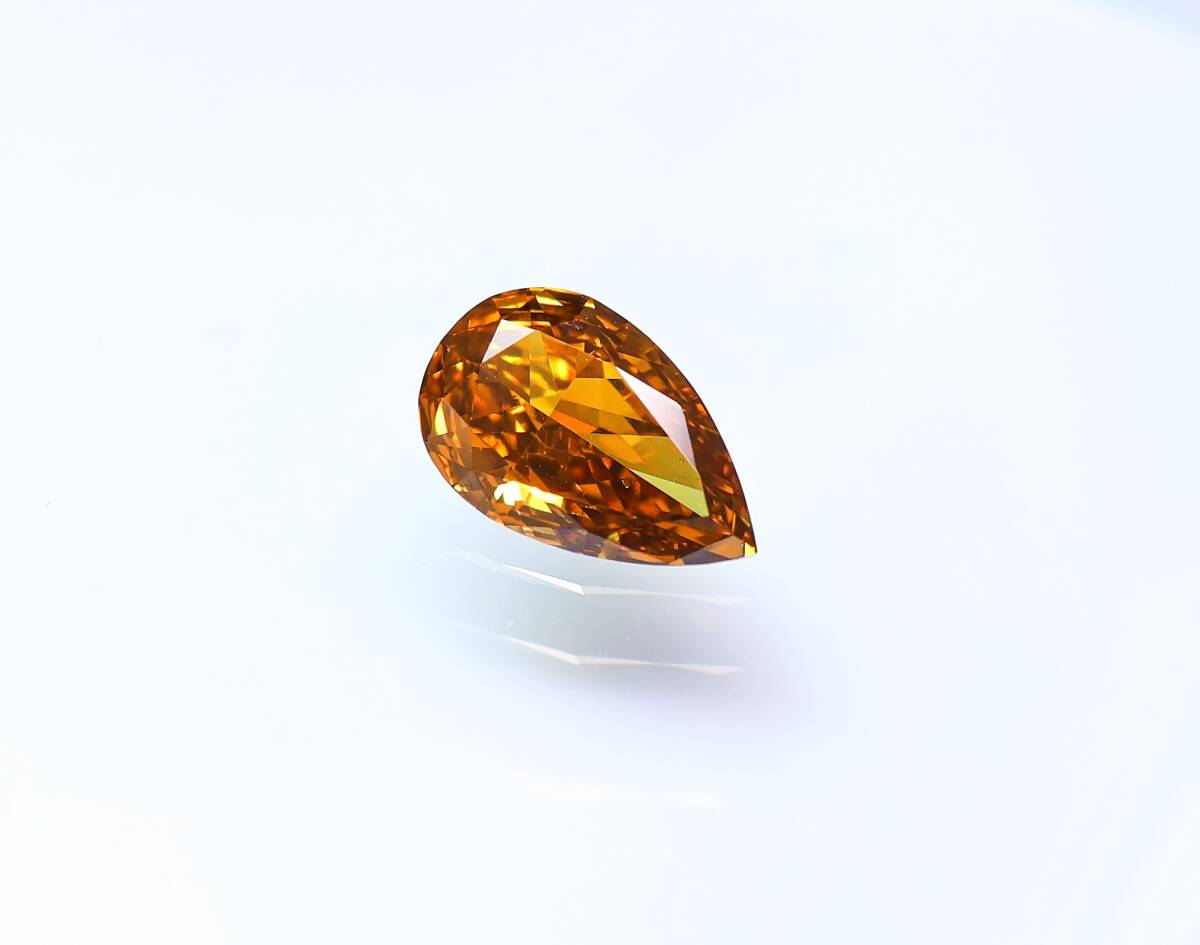 【１００円～】0.530ct 天然ダイヤ Fancy Deep Yellow Orange（ナチュラルカラー）SI1 PSカットの画像2