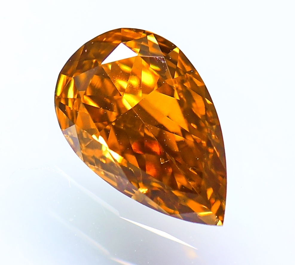 【１００円～】0.530ct 天然ダイヤ Fancy Deep Yellow Orange（ナチュラルカラー）SI1 PSカットの画像1