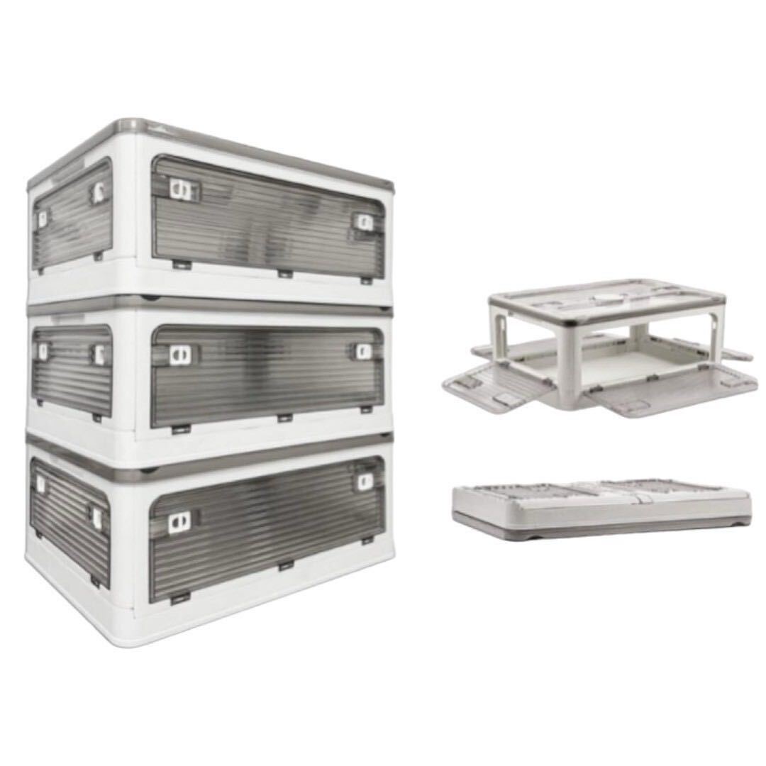  storage box 3 piece set folding cover attaching S white with casters .