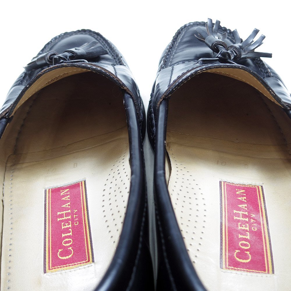 10D表記 28cm相当 COLE HAAN コールハン タッセルローファー 革靴 レザーシューズ ブラック マッケイ製法 黒2/4.5.3/P825の画像9