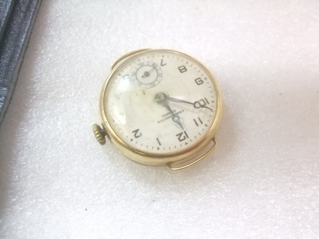  antique K18 gold side men's 10 type top class 16 stone SYMBOL hand winding wristwatch moving goods .073