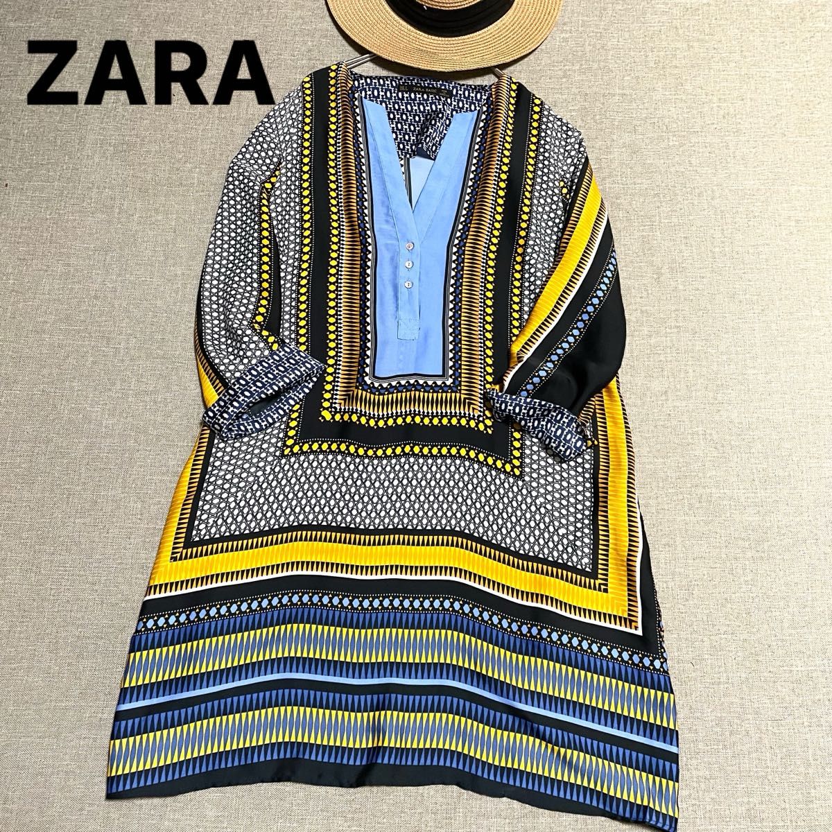 ZARA ザラ　モロッコ製　チュニック　ワンピース　民族　オリエンタル柄