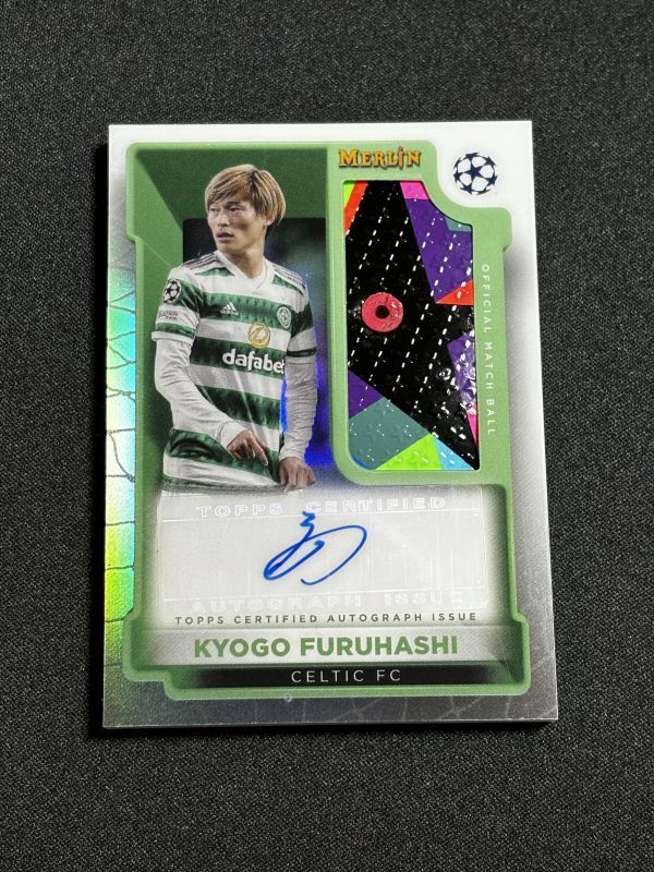 古橋亨梧 直筆サインカード 2022-23 Topps Merlin UEFA Match Ball Auto Kyogo Furuhashi Celtic 日本代表_画像1