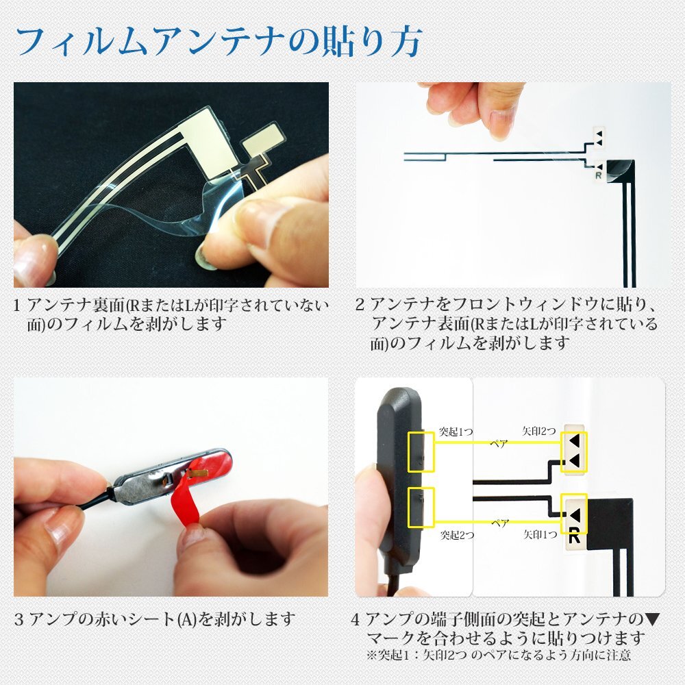 フィルムアンテナ 地デジ ワンセグ フルセグ MCX 端子 高感度 アンテナコード 5m×2本 付き I660_画像4