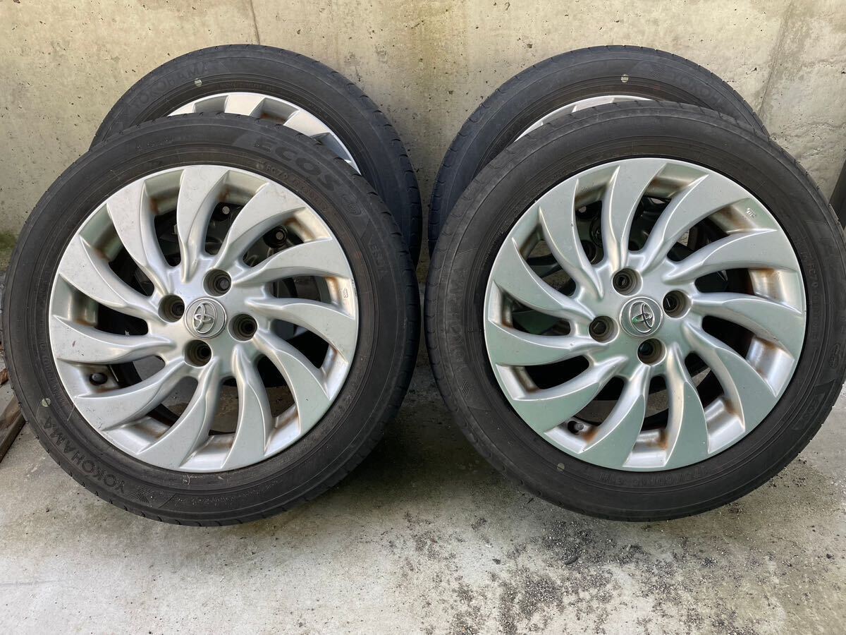 タイヤホイールセット アルミホイール トヨタ純正 175/60R15 YOKOHAMA 19年製タイヤ 15インチ 6J 4穴 Bb ポルテ アクア ヴィッツ スペイド_画像1